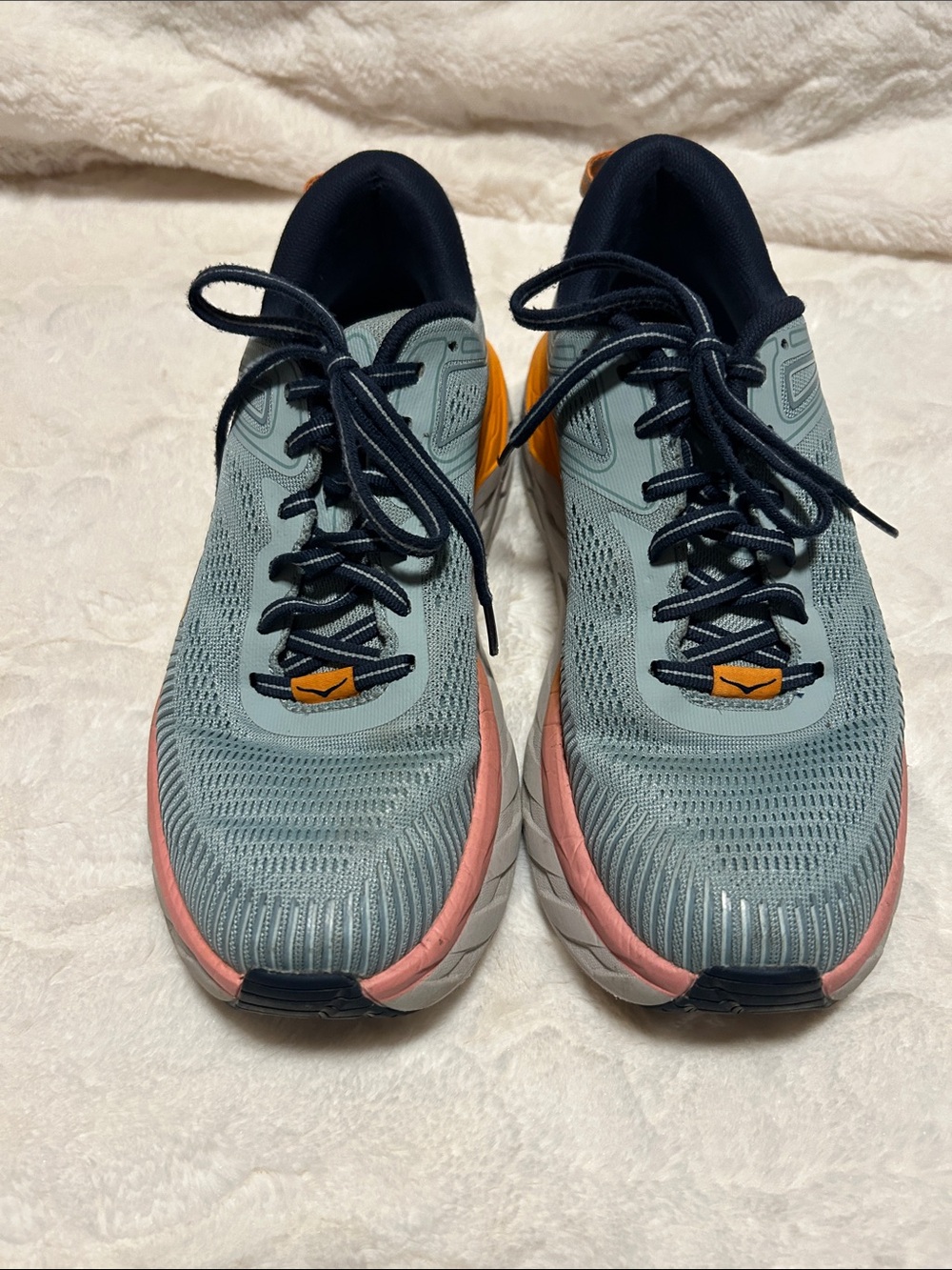 Women's Hoka Bondi 7 W Grey & Orange/Pink Running Sneakers